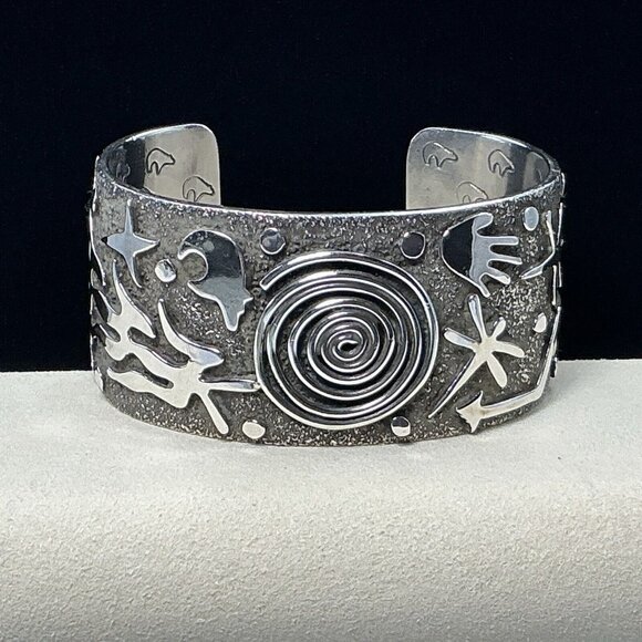Sterling Silver Cuff Bracelet Alex Sanchez Navajo 1.25” X 6.5” 113.6 Gms - Picture 1 of 12